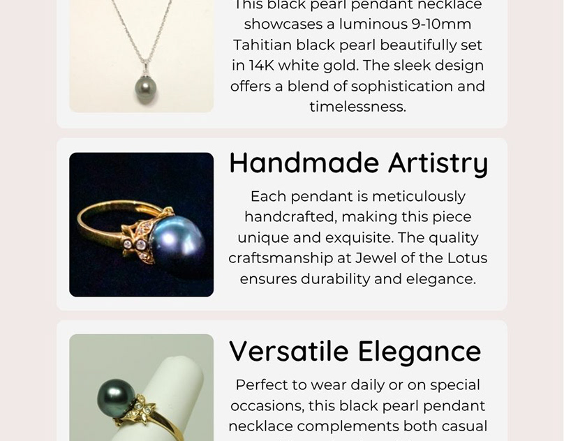 Stunning Tahitian Black Pearl Pendant Necklace Online